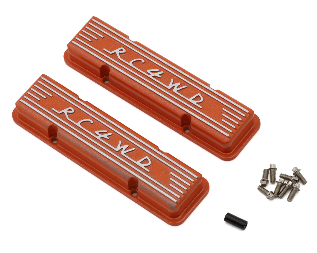 RC4WD Scale V8 Engine Aluminum Valve Cover (Orange) (2) (Miniature Scale Accessory)