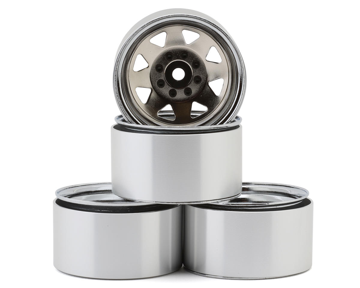 RC4WD 8 Lug Deep Dish Wagon 1.9" Steel Stamped Beadlock Crawler Wheels (Chrome) (4)