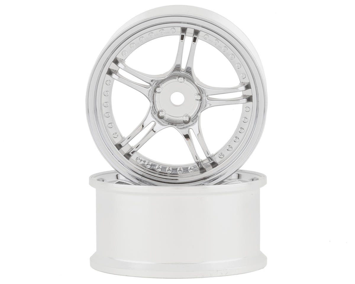 RC Art SSR Professor SPX 5-Split Spoke Drift Wheels (Matte Silver) (2) (6mm Offset) w/12mm Hex