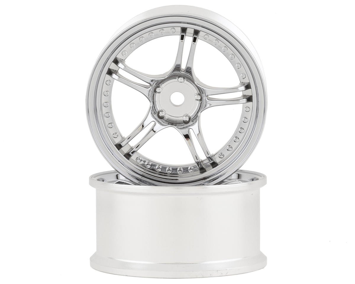 RC Art SSR Professor SPX 5-Split Spoke Drift Wheels (Chrome Silver) (2) w/12mm Hex
