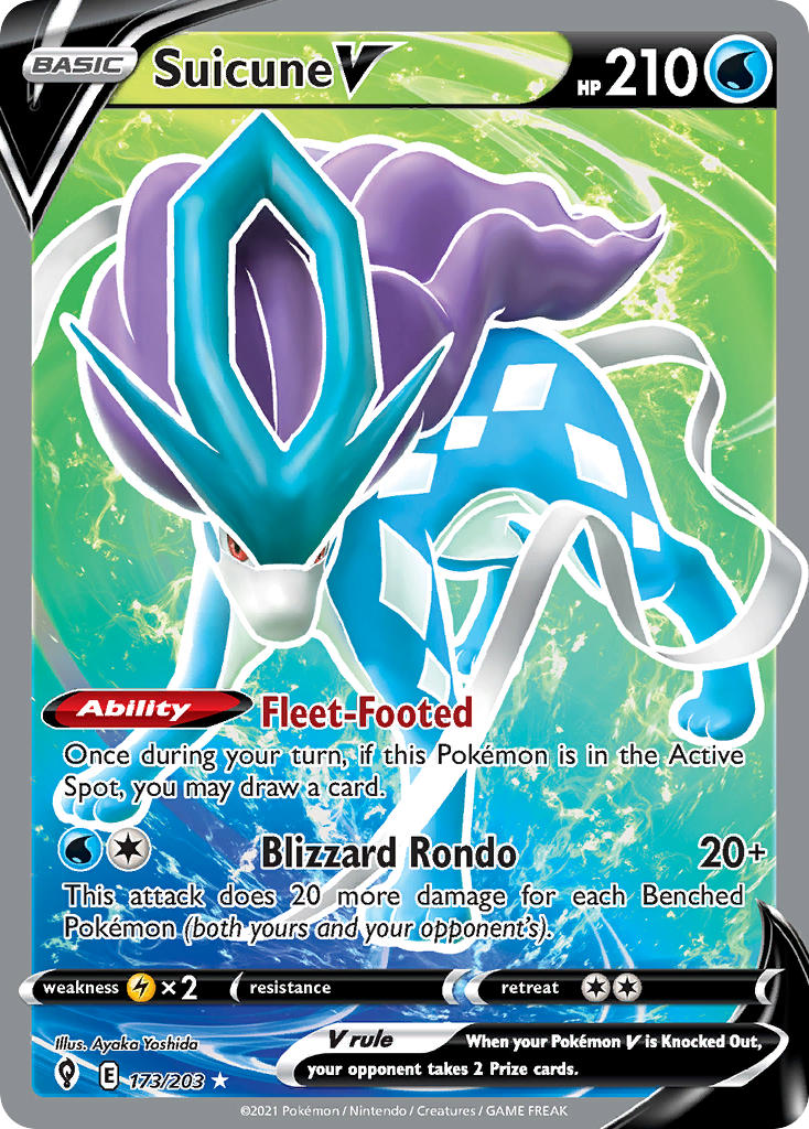 Suicune V (Full Art) - 173/203 (SWSH07) Ultra Rare - Near Mint Holofoi