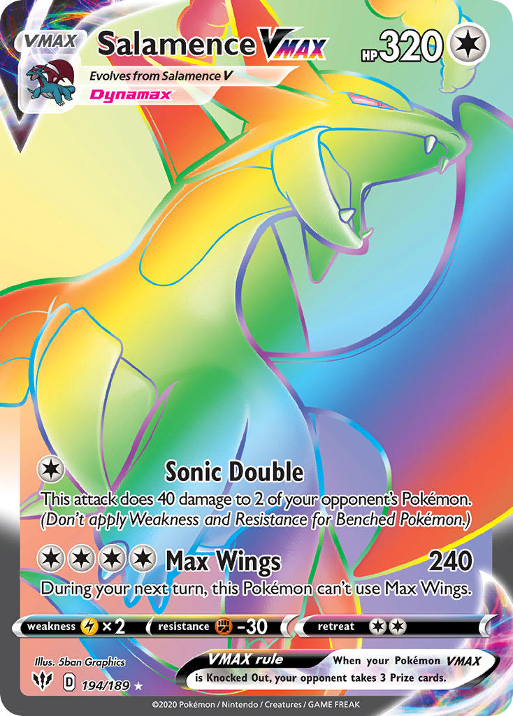Salamence VMAX (Secret) - 194/189 (SWSH03) Secret Rare - Near Mint Hol