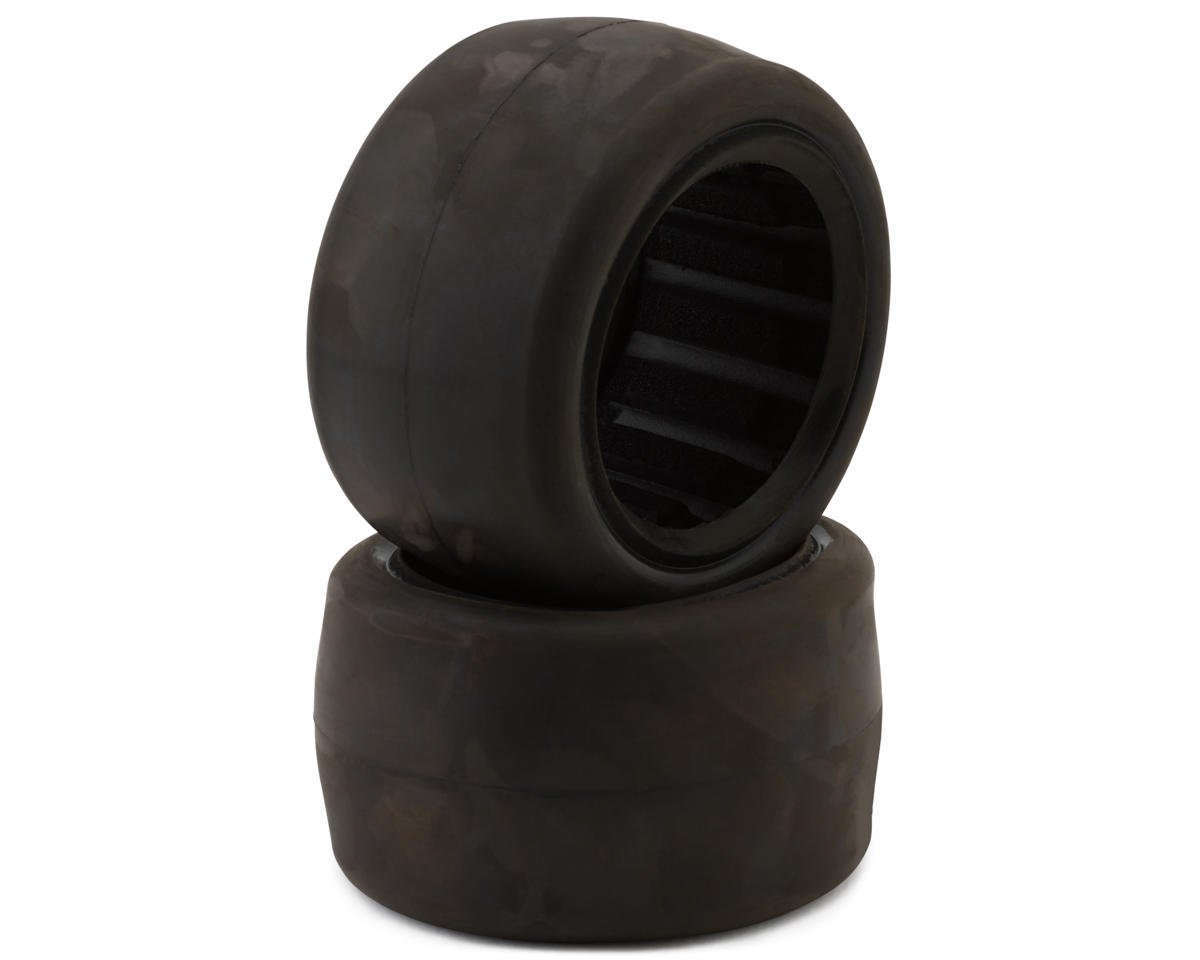Raw Speed RC Slick Low Pro 2.2" 1/10 Rear Oval Tires (2) (Soft - Long Wear) w/Foam Inserts