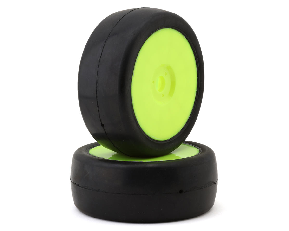 Raw Speed RC Slick 1/8 Buggy Pre-Mounted Tires (Yellow) (2) (Soft - Long Wear)