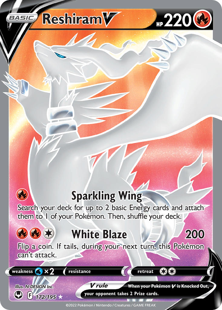 Reshiram V (Full Art) - 172/195 (SWSH12) Ultra Rare - Near Mint Holofo