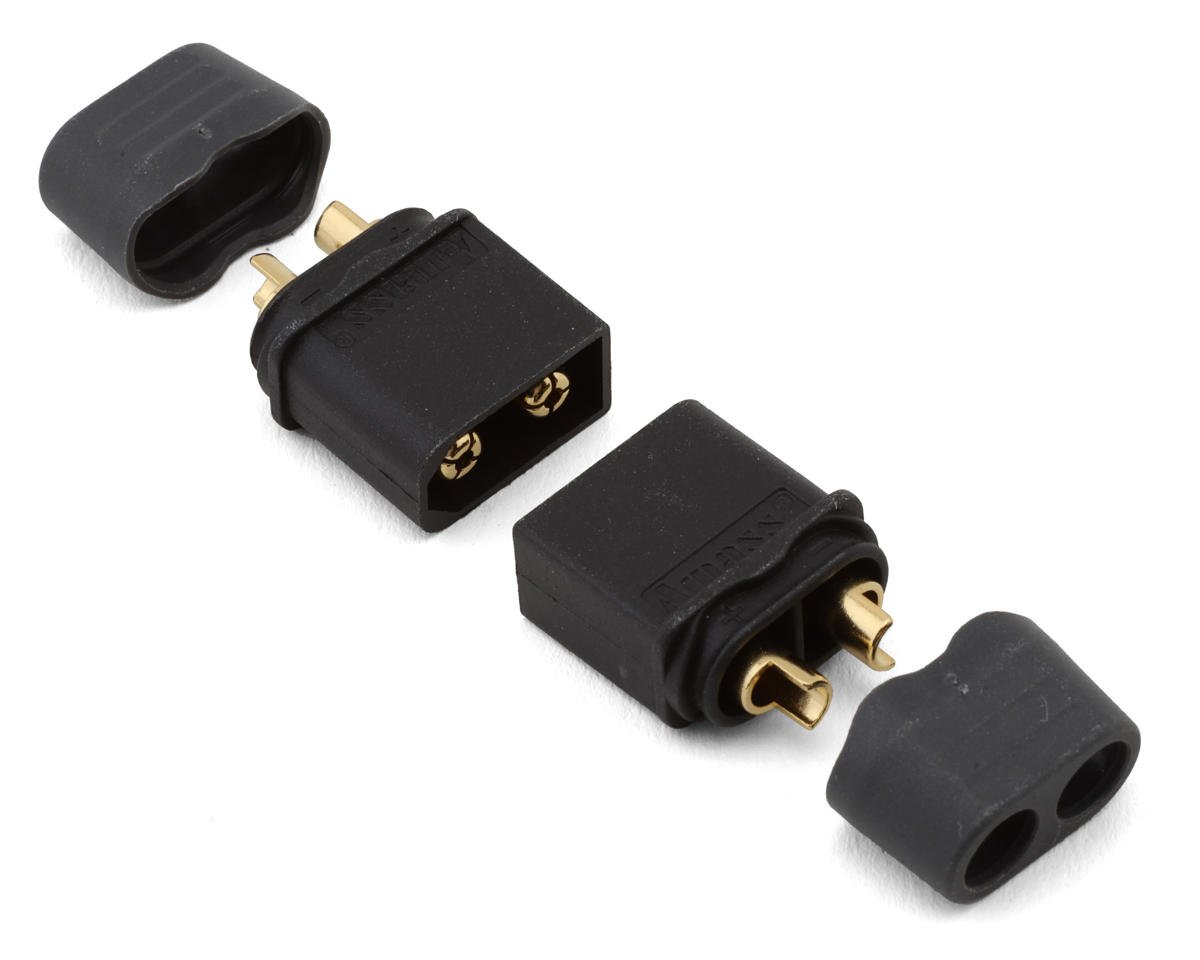 Samix XT60 Connectors w/Wire Covers (Black) (2 Male)