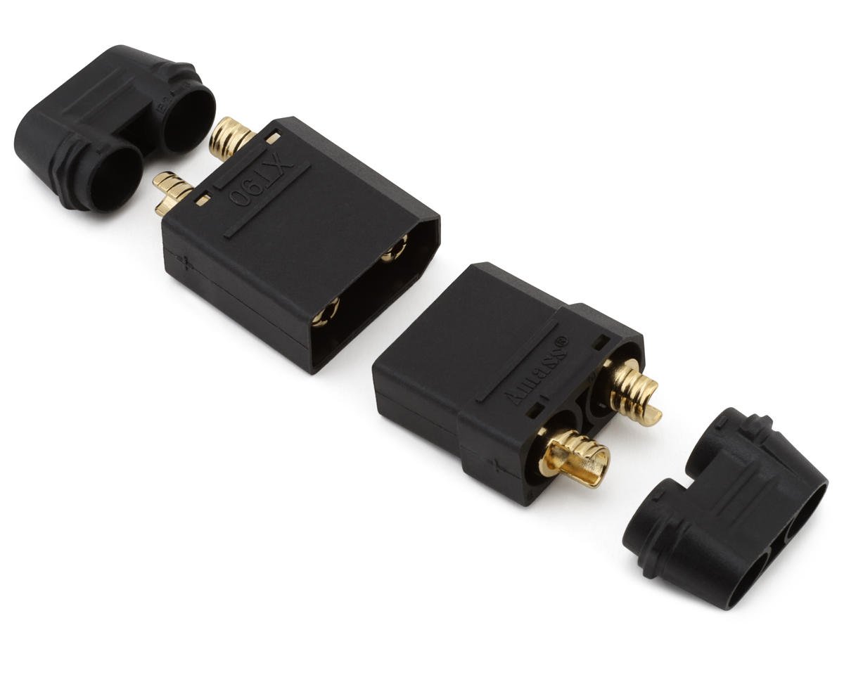 Samix XT90 Connectors (Black) (1 Male/1 Female) w/Wire Covers