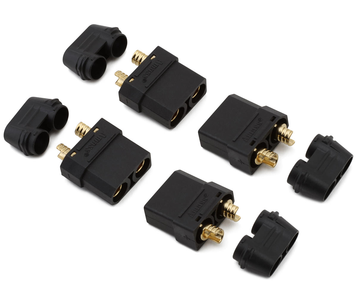 Samix XT90 Connectors (Black) (4 Female) w/Wire Covers