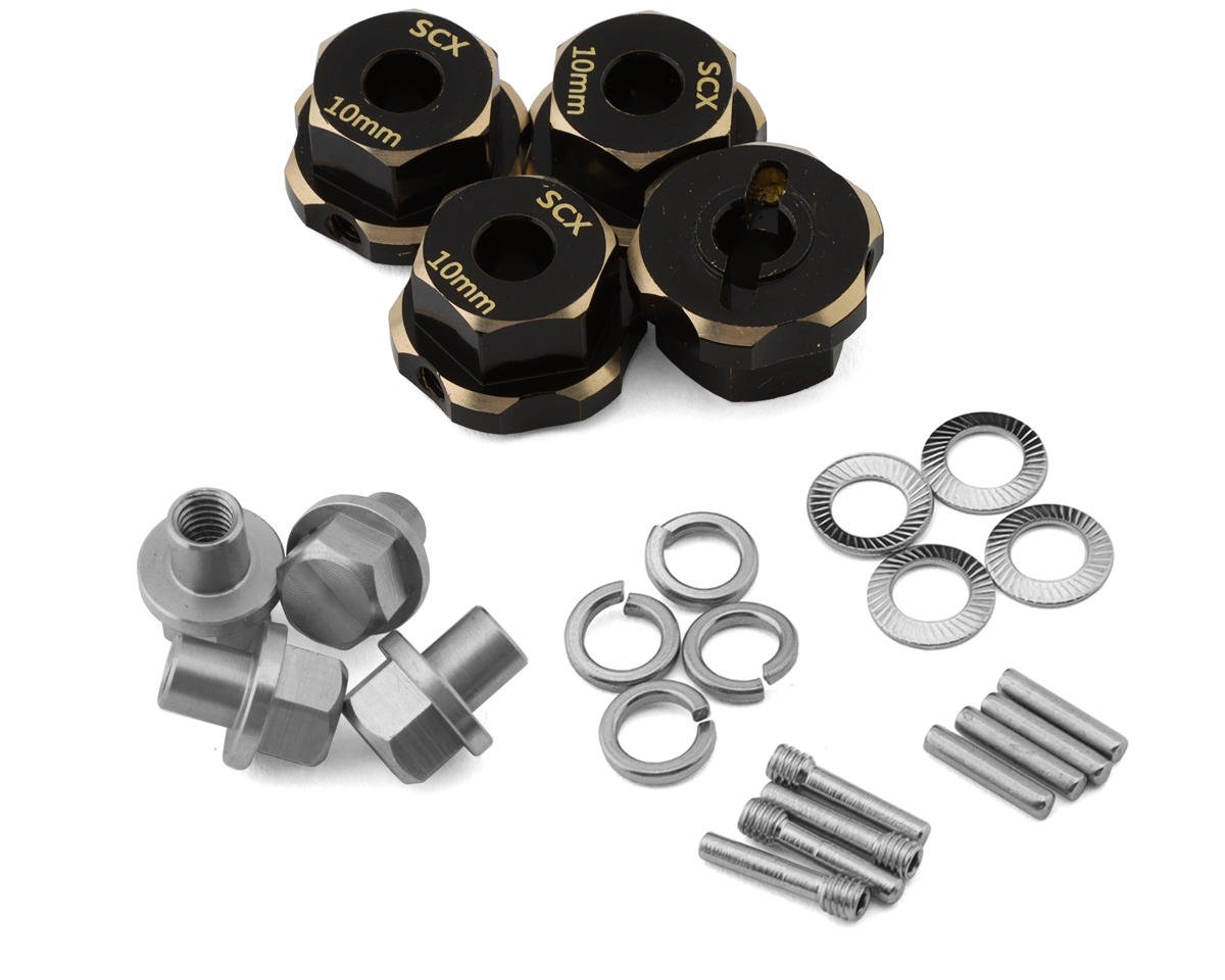 Samix Multi Crawler Extended Heavy Brass Wheel Hex Adapters (4) (Black) (10mm) (56g)