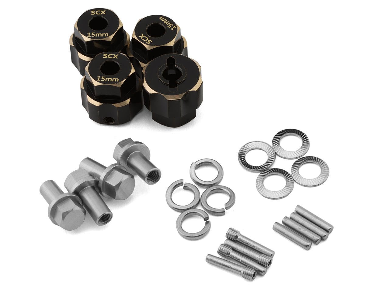 Samix Multi Crawler Extended Heavy Brass Wheel Hex Adapters (4) (Black) (15mm) (90g)