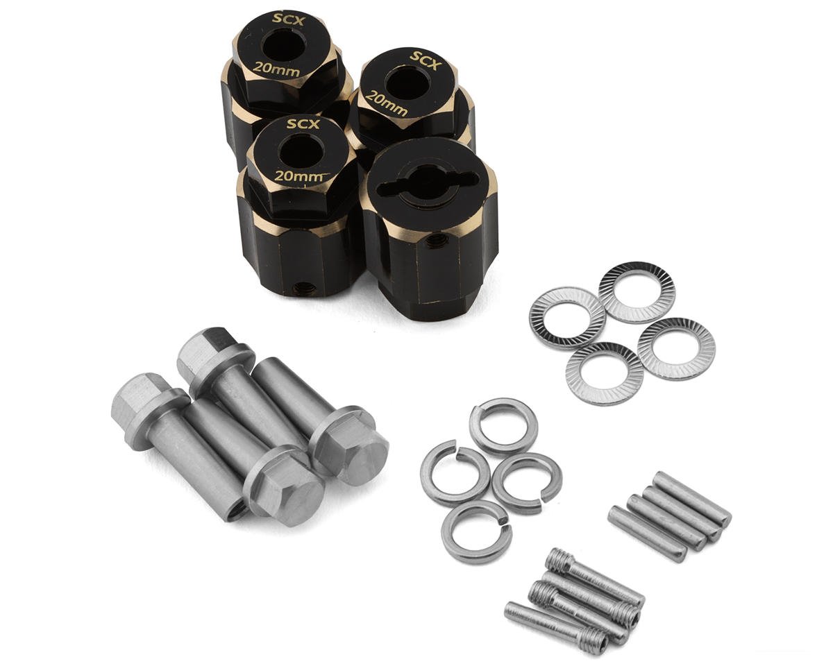 Samix Multi Crawler Extended Heavy Brass Wheel Hex Adapters (4) (Black) (20mm) (123g)