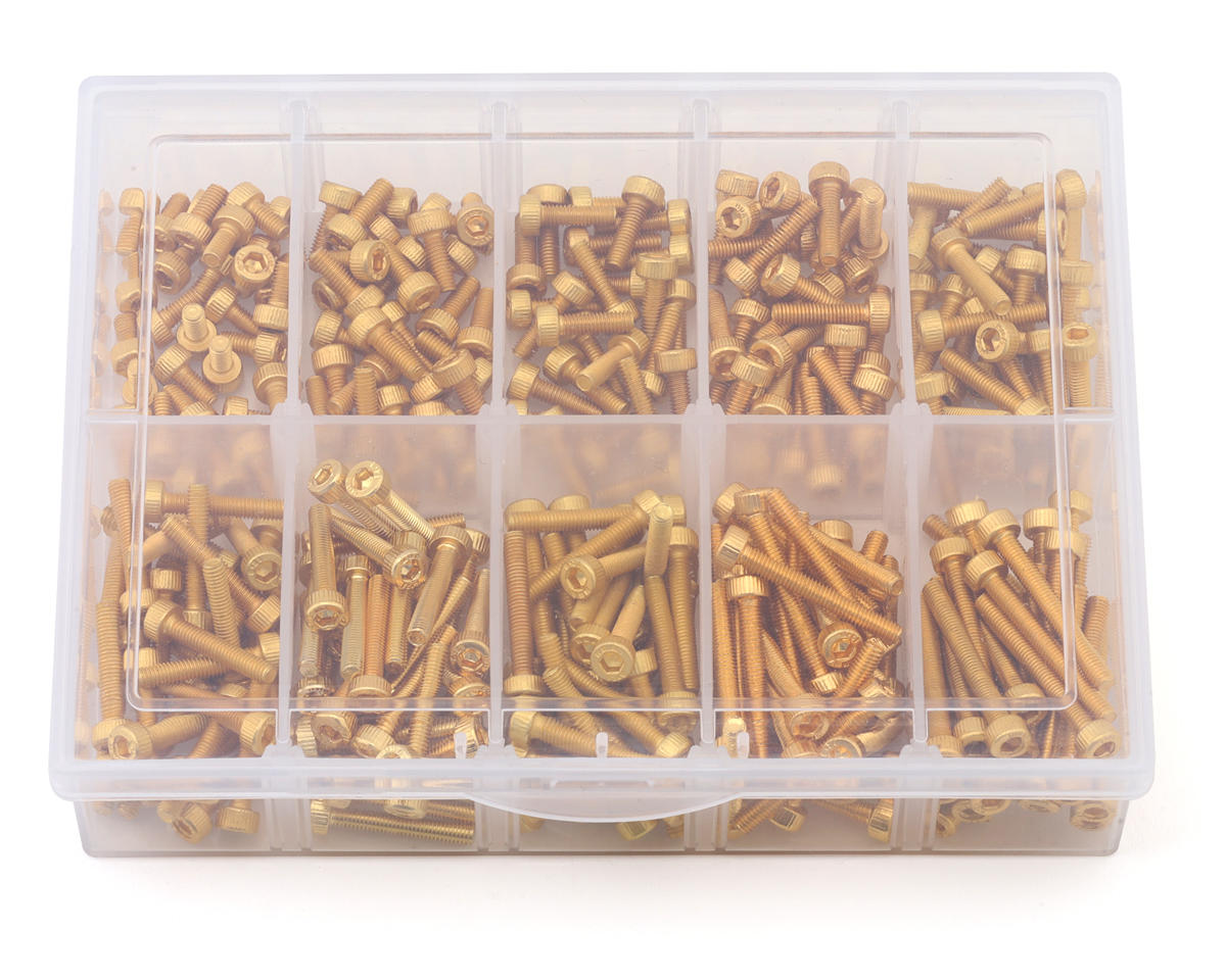 Samix Stainless Steel M3 Screw Set w/Plastic Box (Cap Head) (Gold) (300)