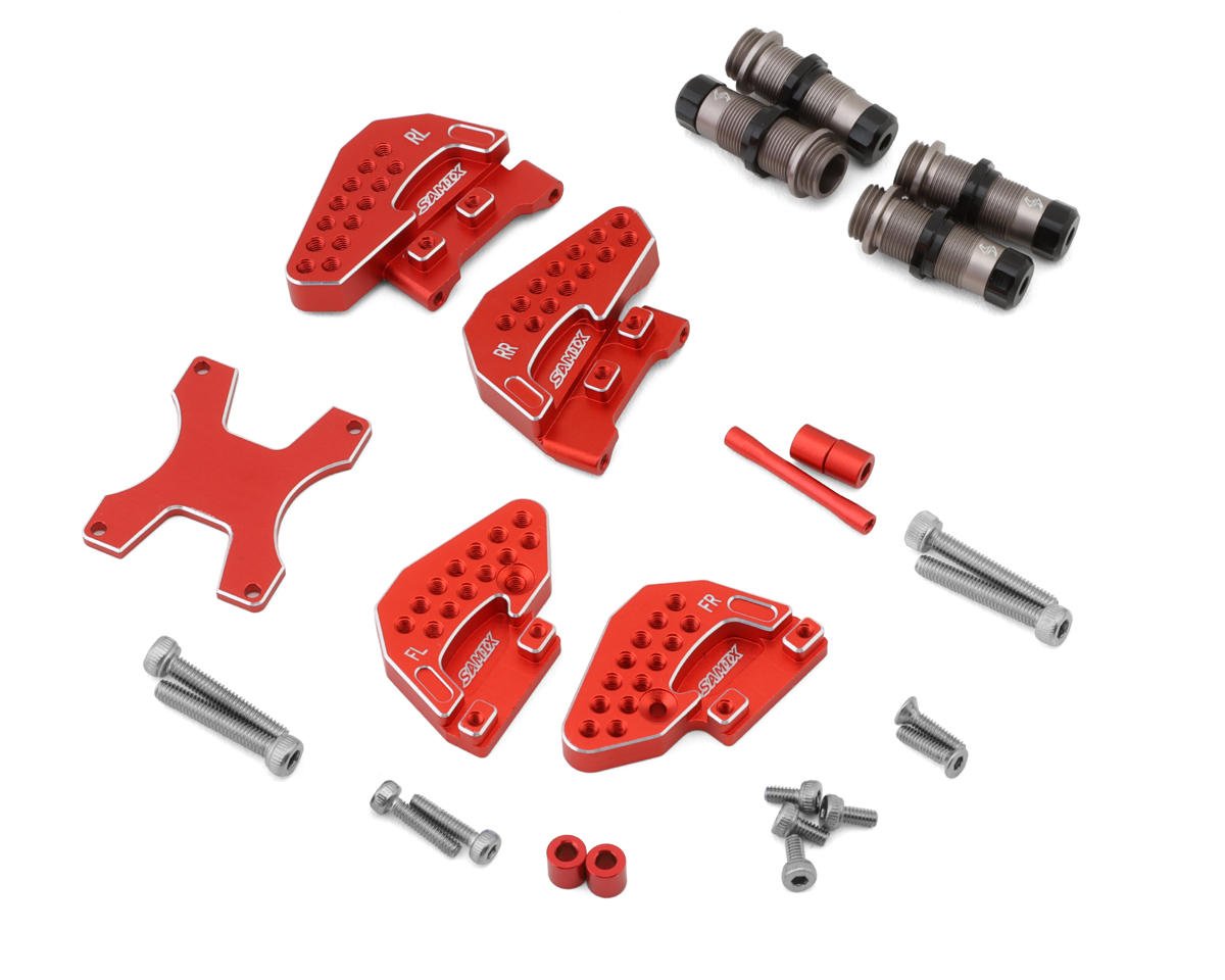 Samix Aluminum Shock Bodies & Plates Set for Traxxas TRX-4M (Hard Coated) (Red)