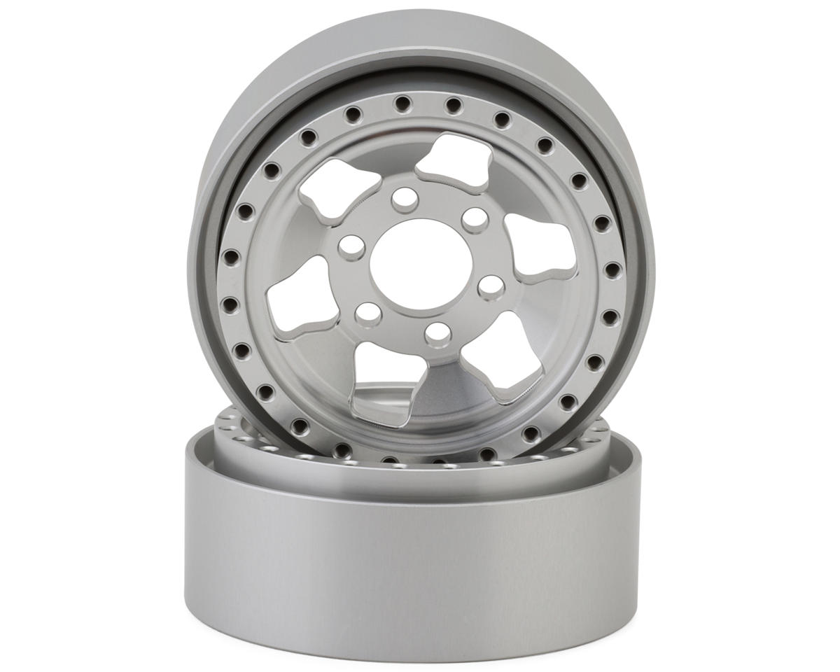Reefs RC 1/10 Granite 1.9" Rock Crawler Beadlock Wheels w/Hubs & Rings (Silver) (2)