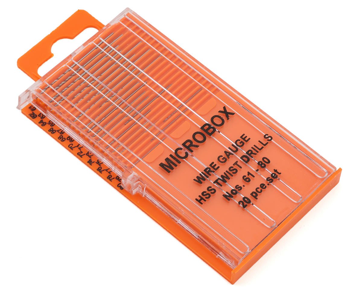 Shesto Limited Model Craft Microbox HSS Twist Drill Bit Set (20) (#61-80) w/Slide-Top Storage Dispenser