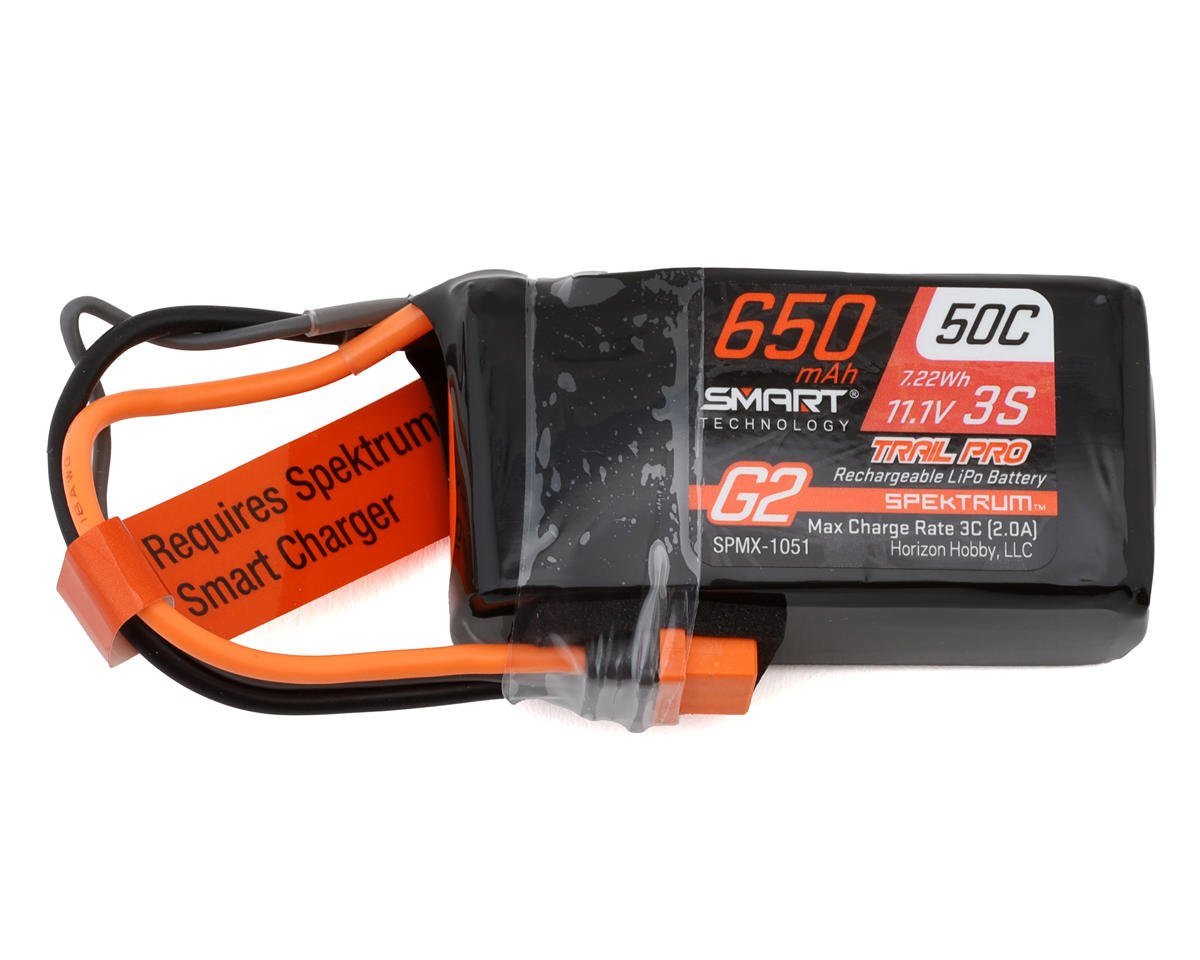 Spektrum RC 3S 50C Smart G2 Trail Pro LiPo Battery Pack (11.1V/650mAh) w/IC2 Connector