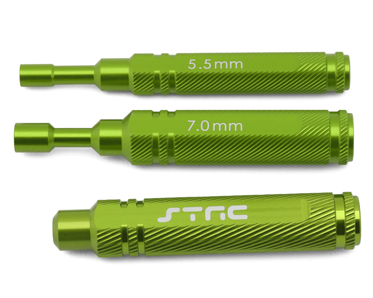 ST Racing Concepts 5.5mm & 7mm Aluminum Nut Divers w/1/4" Wrench Handle (Green)