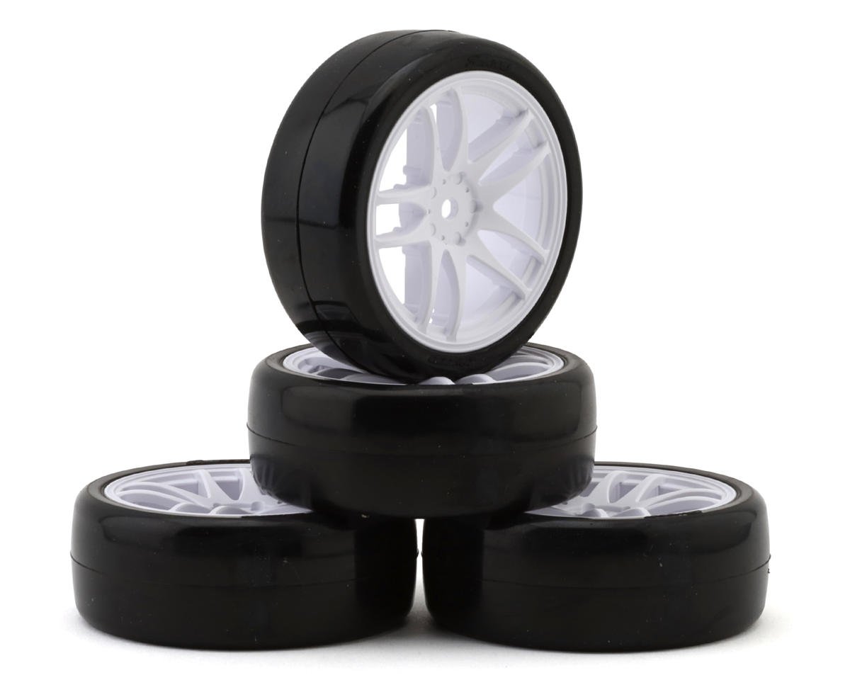 Sweep "R" Series Pre-Mounted Touring Car Rubber Tires (White) (4) (32R) w/12mm Hex Wheel