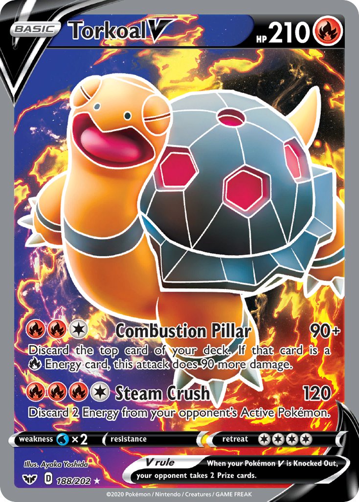 Torkoal V (Full Art) - 188/202 (SWSH01) Ultra Rare - Near Mint Holofoi