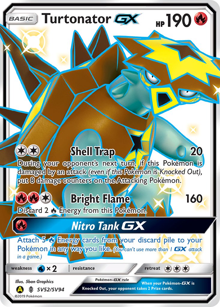 Turtonator GX - SV52/SV94 (HIF:SV) Shiny Holo Rare - Near Mint Holofoi