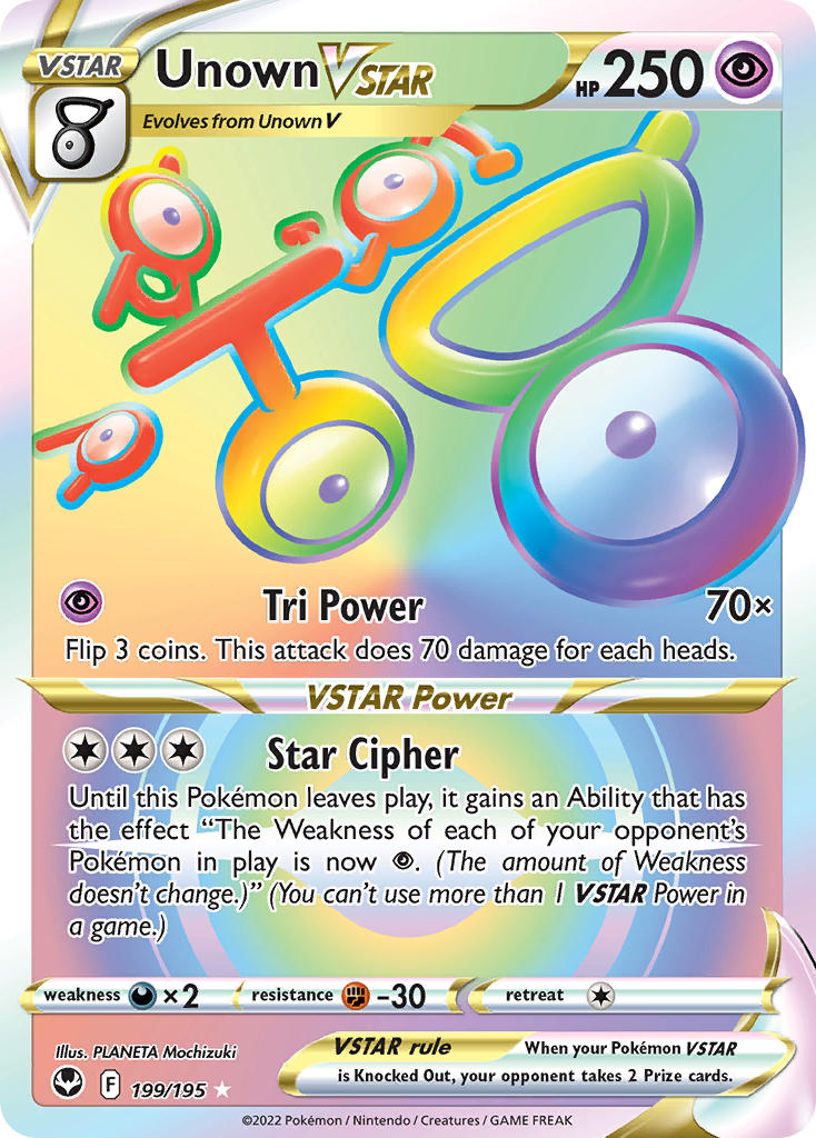 Unown VSTAR (Secret) - 199/195 (SWSH12) Secret Rare - Near Mint Holofo