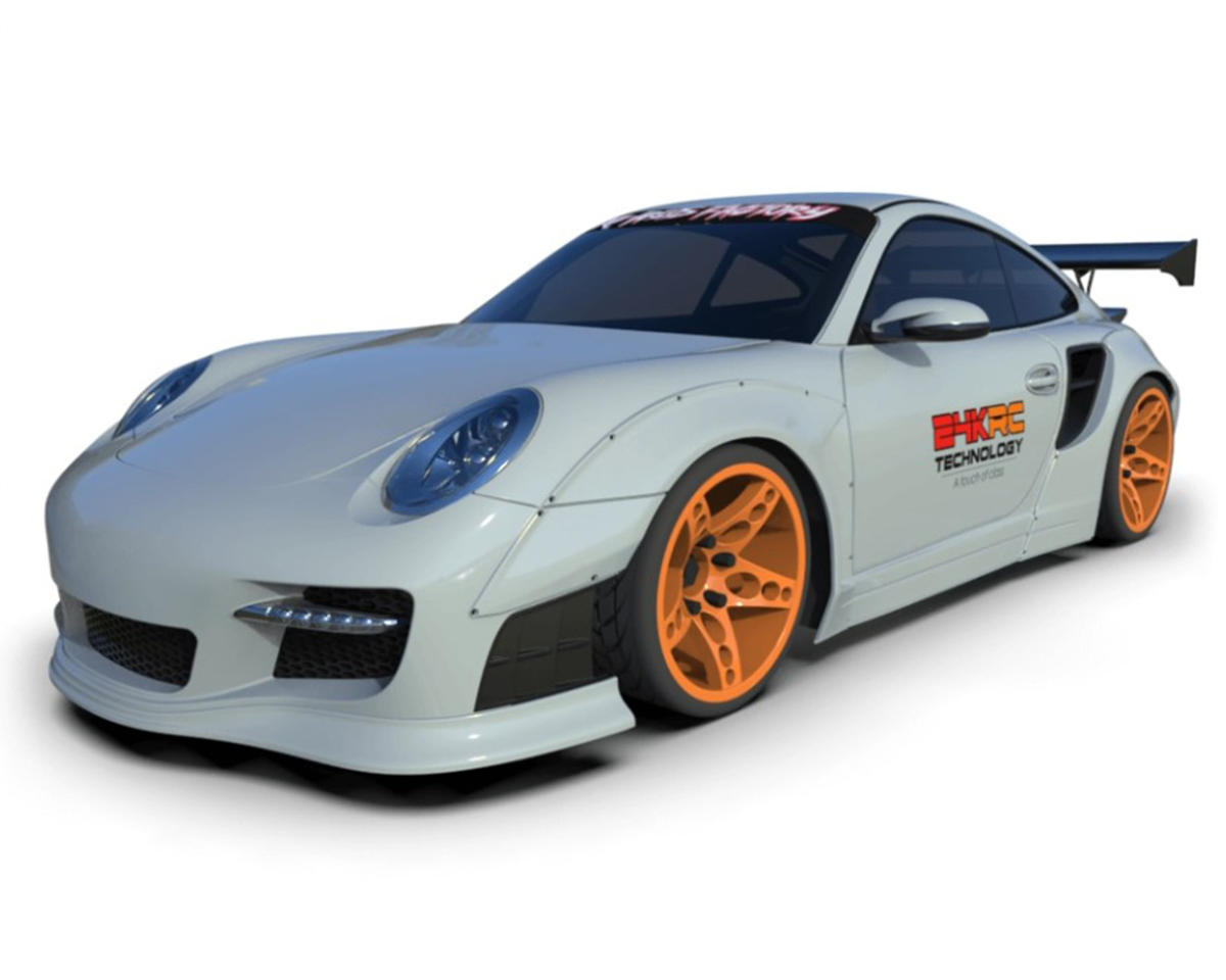 24K RC Technology 1/10 LBWK Works Porsche 997 Full Drift Body Set w/Cosmetic Mods (Clear) (257mm Wheelbase)