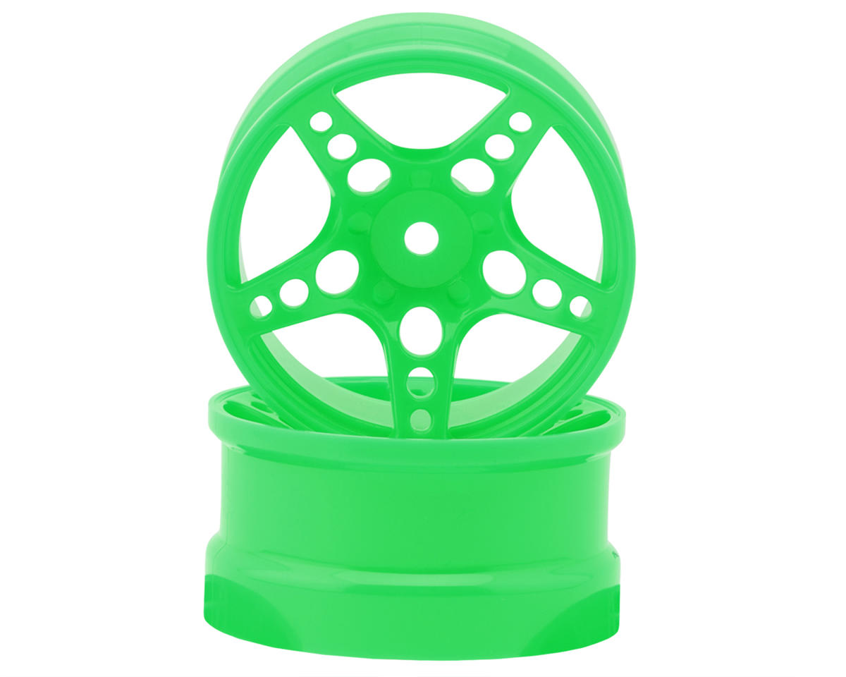 24K RC Technology 1/10 R-Fighter Drift Wheels (Green) (2) (6mm Offset) w/12mm Hex