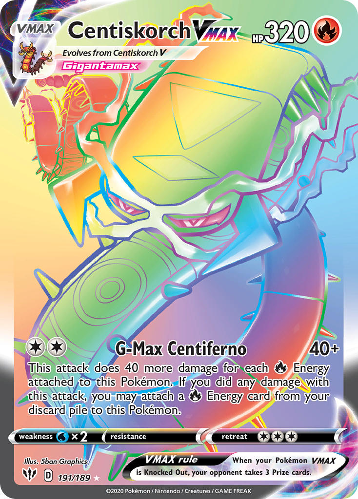 Centiskorch VMAX (Secret) - 191/189 (SWSH03) Secret Rare - Near Mint H