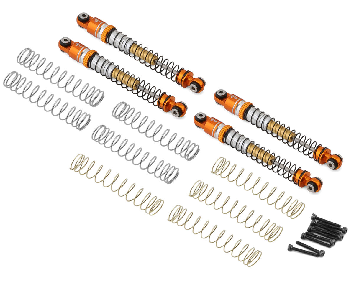 Treal Hobby Axial AX24 Aluminum Long-Travel Threaded Shocks (53mm) (4) (Orange)