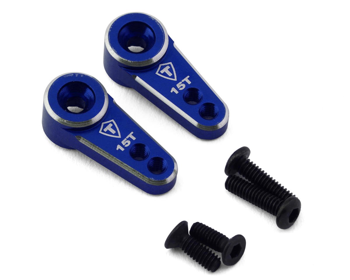 Treal Hobby FCX24 CNC Aluminum 15T Micro Servo Horns (Blue) (2) (EMAX)