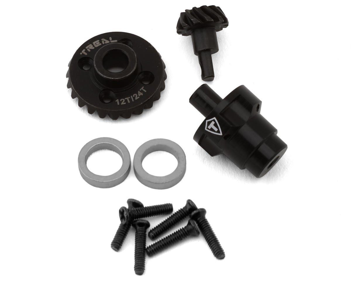 Treal Hobby FCX24 Hardened Steel Differential Gear Set (12T/24T) (Locked) w/Spool Locker