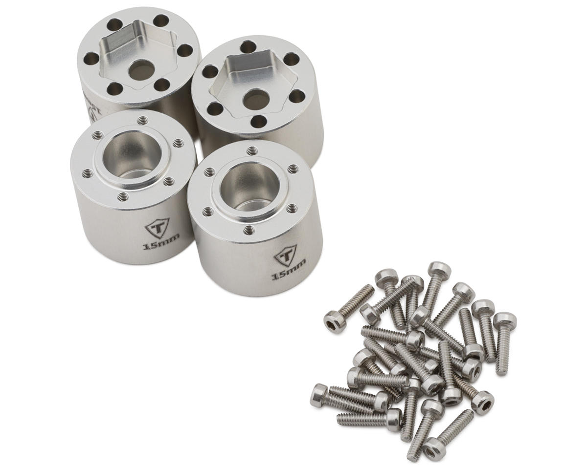 Treal Hobby Losi® Mini LMT 7075 Aluminum Extended Wheel Hex Hubs (Silver) (4) (+15mm)