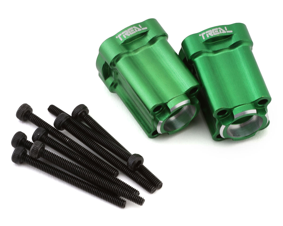 Treal Hobby Losi® Mini LMT 7075 Aluminum Rear Hub Axle Mounts (0°) (Green) (2)