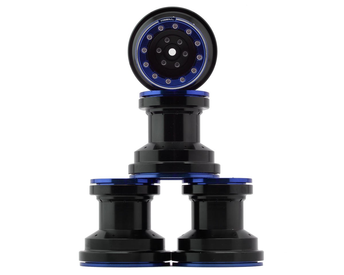 Treal Hobby Losi Mini LMT 7075 Aluminum Beadlock Wheel Set (4) (Black/Blue)