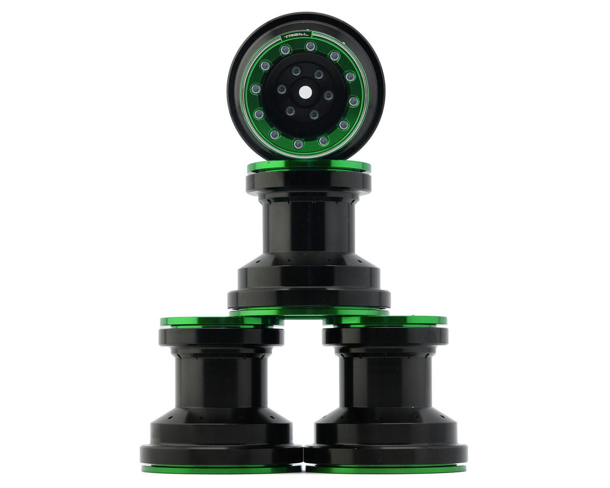 Treal Hobby Losi Mini LMT 7075 Aluminum Beadlock Wheel Set (4) (Black/Green)