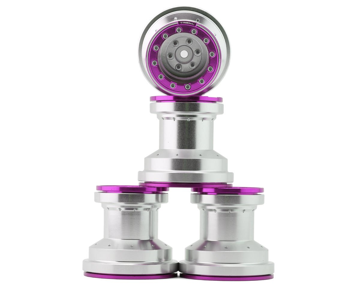 Treal Hobby Losi Mini LMT 7075 Aluminum Beadlock Wheel Set (4) (Silver/Purple)