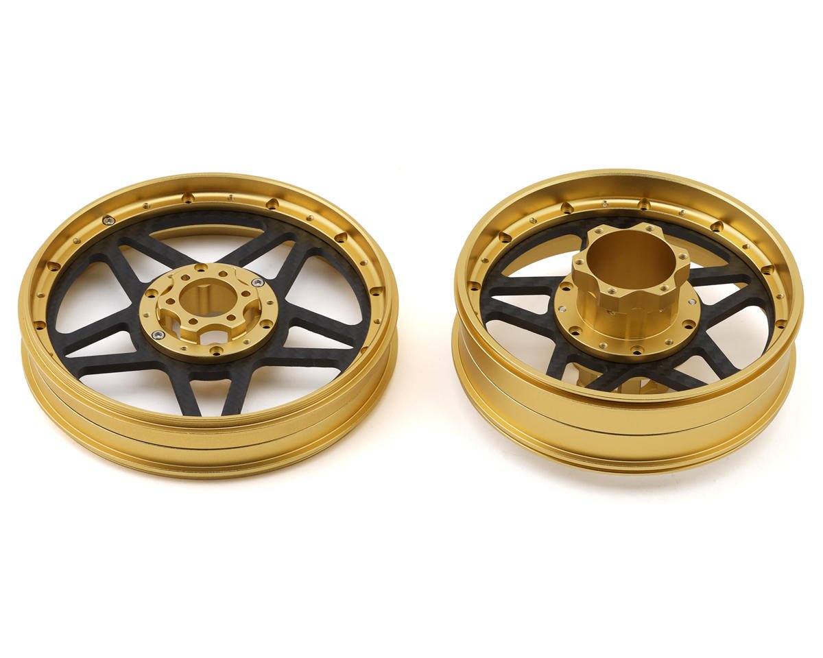 Treal Hobby Losi Promoto MX CNC Aluminum Wheel Set w/Carbon Spokes (Gold)