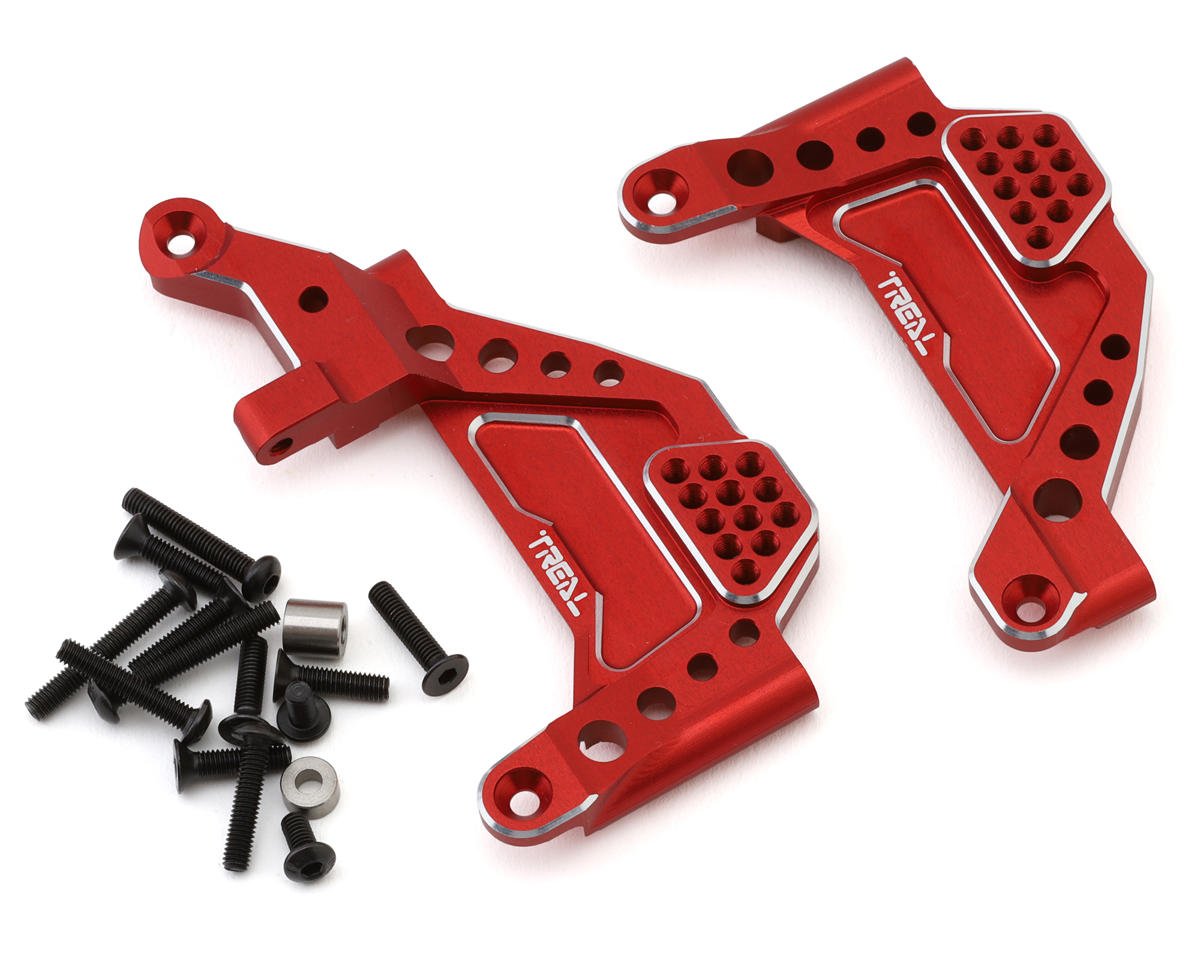 Treal Hobby Axial SCX10 III CNC Aluminum Front Shock Mounts (Red) (2) w/Pan Hard Mount