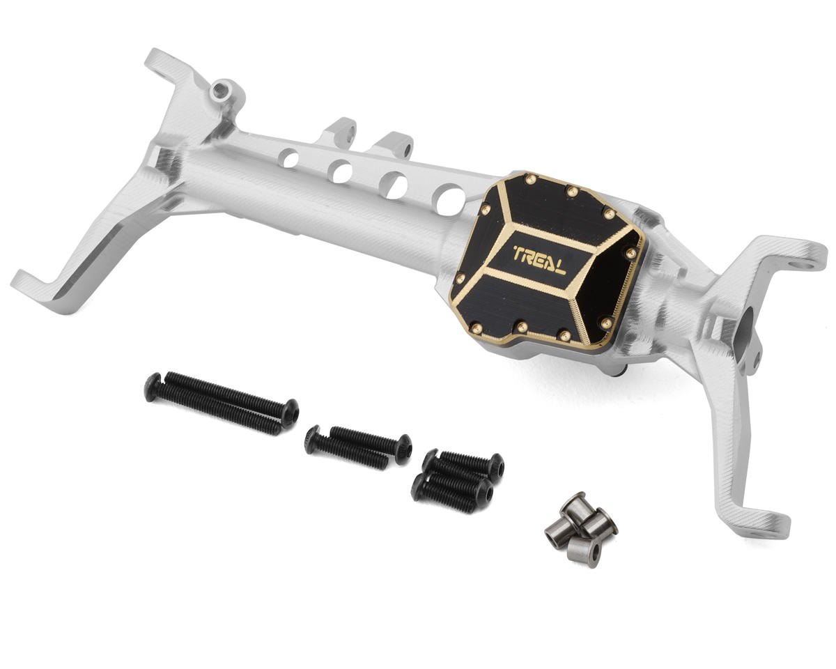 Treal Hobby SCX10 III Aluminum Front Portal Axle w/Brass Differential Cover (Clear) (131g)