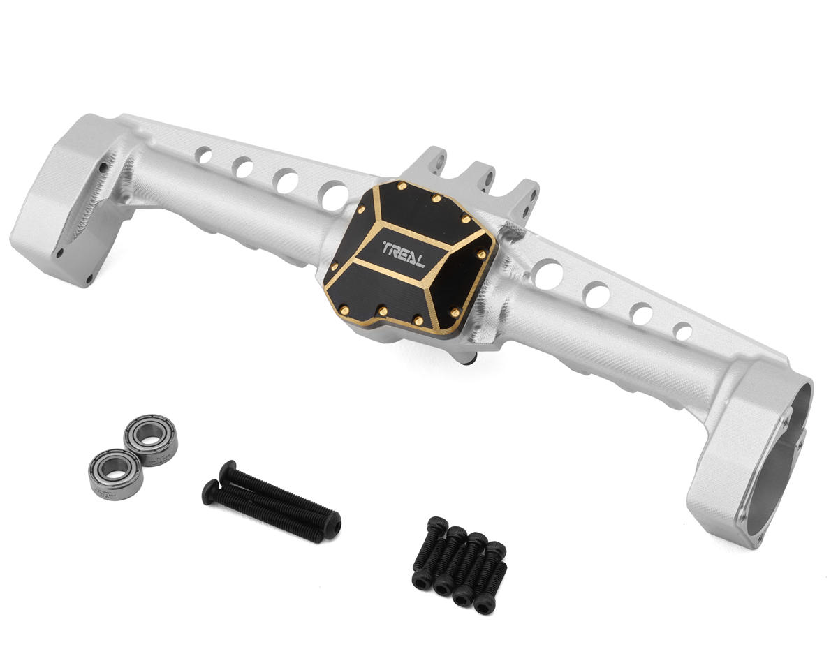 Treal Hobby SCX10 III Aluminum Rear Portal Axle w/Brass Differential Cover (Clear) (131g)