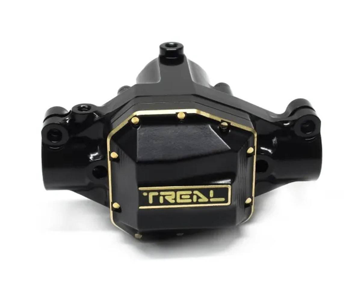 Treal Hobby Axial SCX10 Pro Brass Front Center Axle Housing (Black) (151.6g) w/Differential Cover