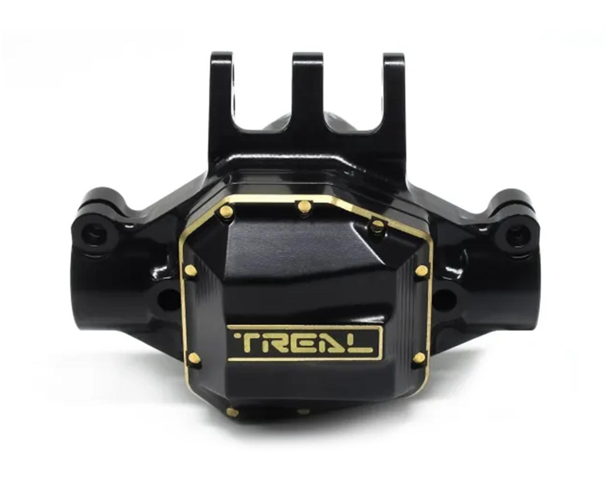 Treal Hobby Axial SCX10 Pro Brass Rear Center Axle Housing (Black) (157.3g) w/Differential Cover