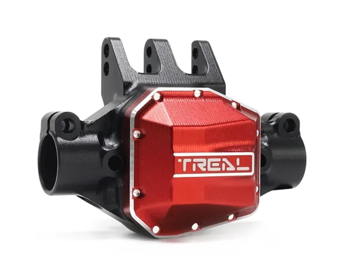Treal Hobby Axial SCX10 Pro 7075 Aluminum Rear Center Axle Housing (Black) w/Differential Cover