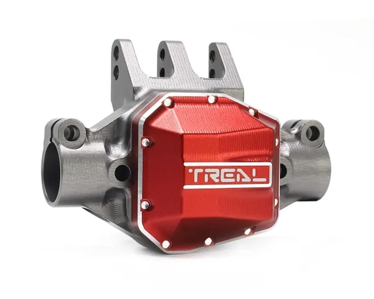 Treal Hobby Axial SCX10 Pro 7075 Aluminum Rear Center Axle Housing (Grey) w/Differential Cover