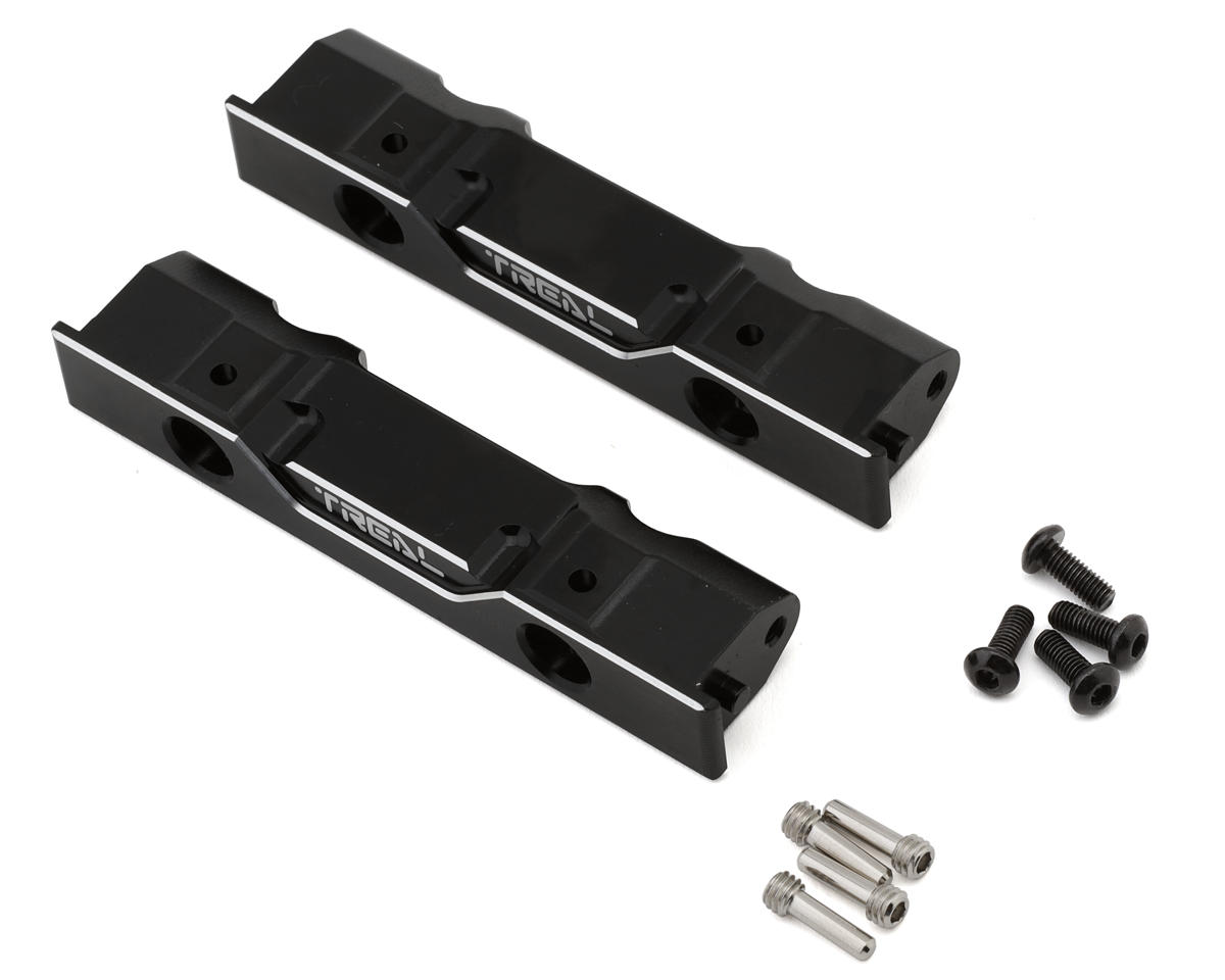 Treal Hobby SCX10 Pro 7075 Aluminum Front & Rear Bumper Mount Set (Black)