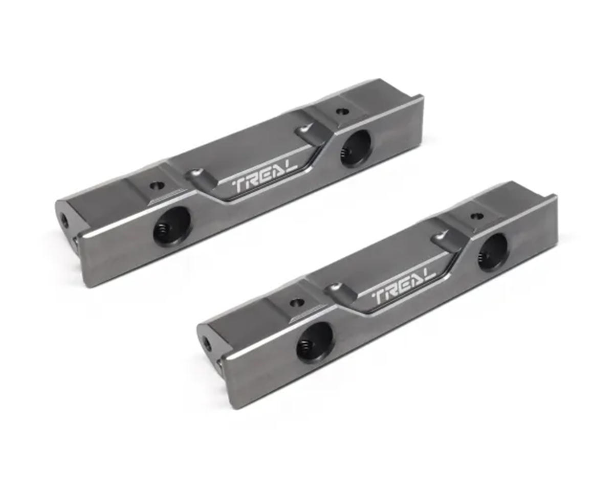 Treal Hobby SCX10 Pro 7075 Aluminum Front & Rear Bumper Mount Set (Grey)