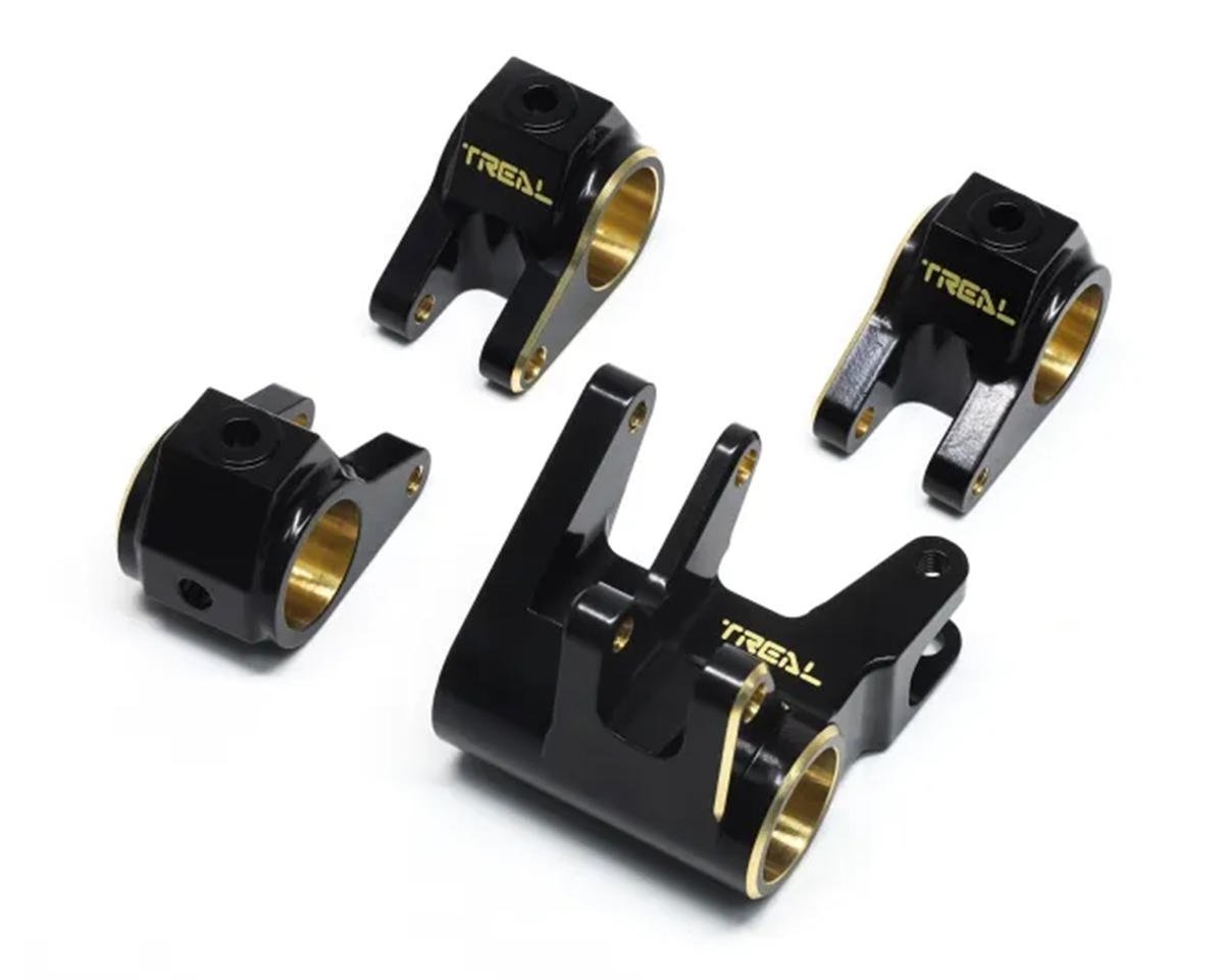 Treal Hobby Axial SCX10 Pro Brass Shock Link Mount Set (Black) (Front/Rear) (109g)