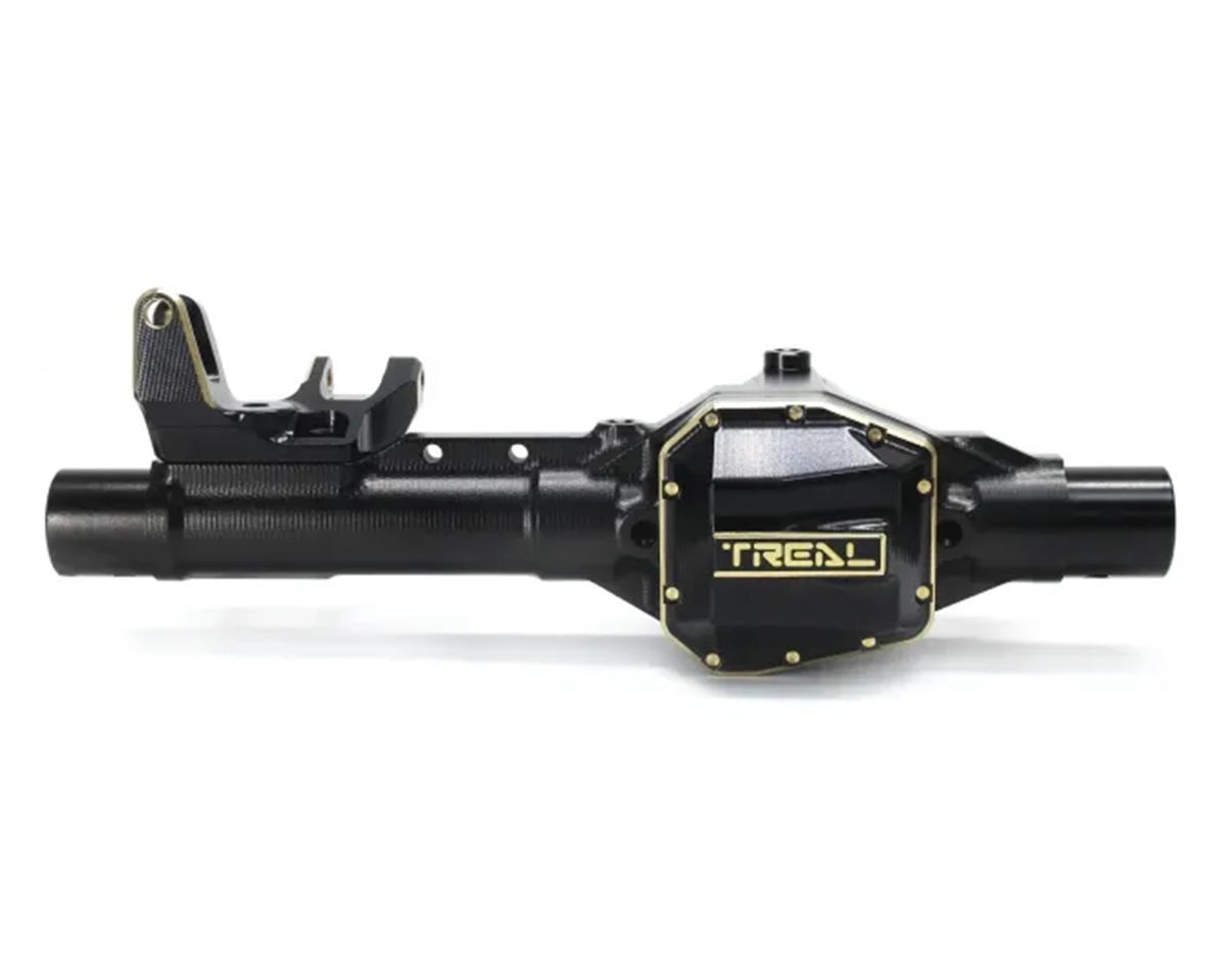 Treal Hobby Axial SCX10 Pro 7075 Aluminum Front Axle Housing (Black) w/Brass Differential Cover