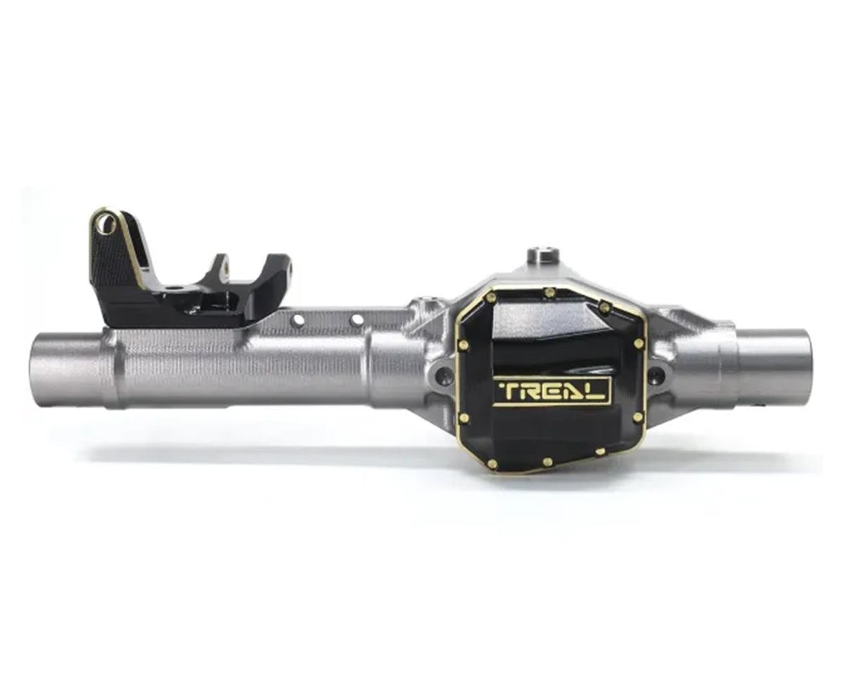 Treal Hobby Axial SCX10 Pro 7075 Aluminum Front Axle Housing (Grey) w/Brass Differential Cover