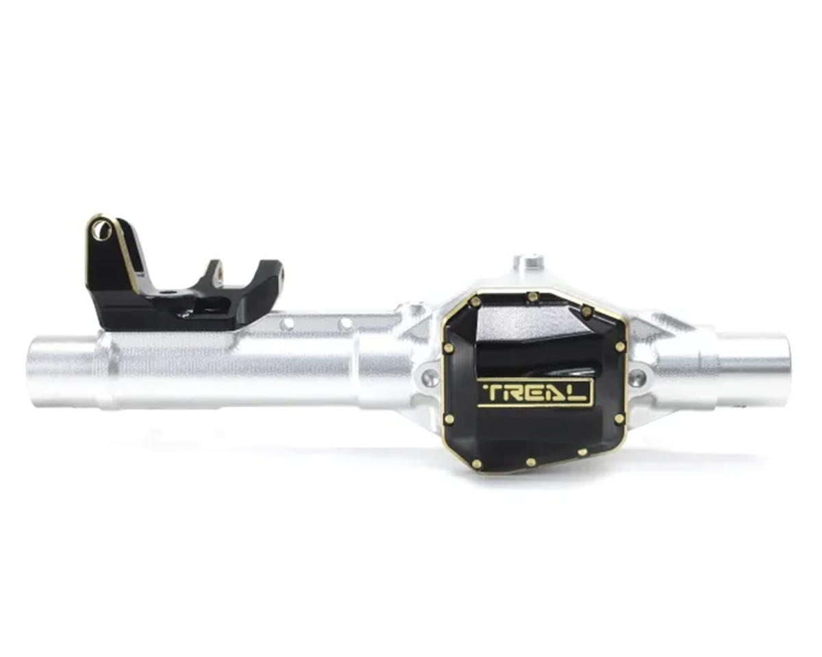 Treal Hobby Axial SCX10 Pro 7075 Aluminum Front Axle Housing (Silver) w/Brass Differential Cover